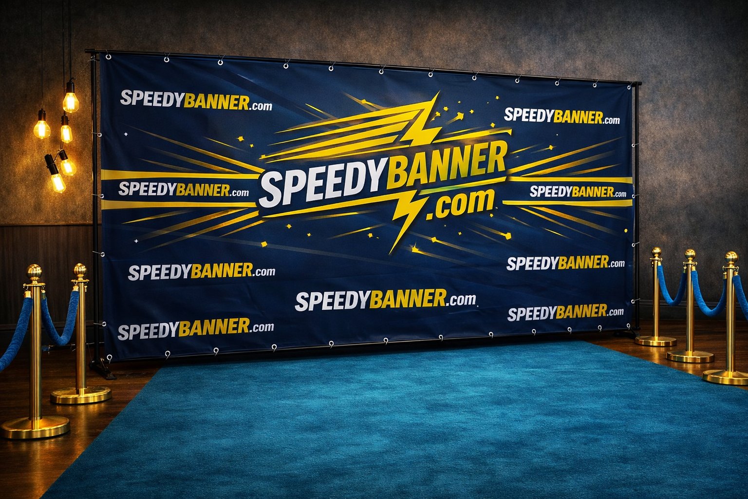 Rush Order Banners Step-and-Repeat Blue Carpet